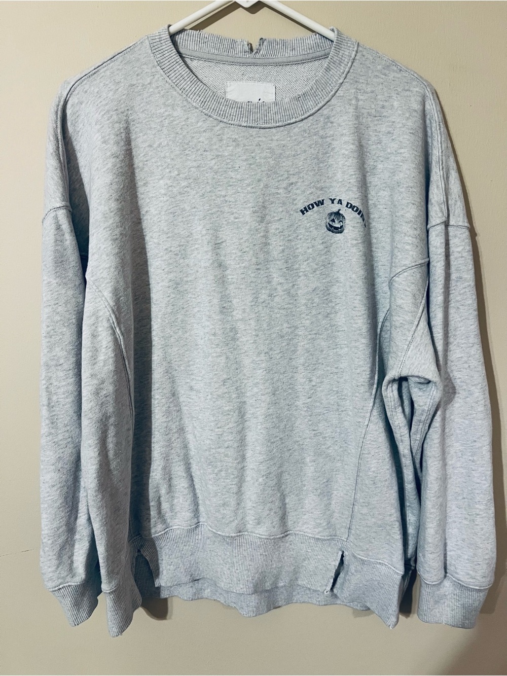 aerie Heather Gray Crewneck Sweatshirt with 'How Ya Doin' Chest Graphic